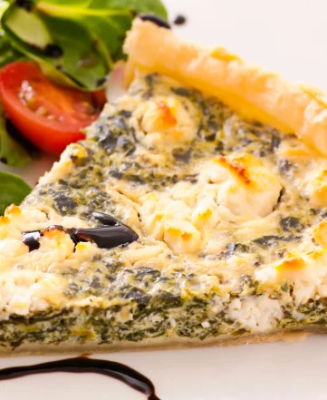 Een quiche van spinazie en geitenkaas